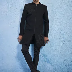 VASTRAMAY Men Embroidered Slim-Fit Sherwani Set image 1