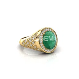 RRVGEM Unisex Gold Plated 7.25 Ratti Emerald Finger Ring image 2