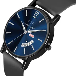 charliekeen Sleek Silicone Strap Watch with Day-Date Function Analog Watch - For Men CC-GR002-BLU-BLK image 3