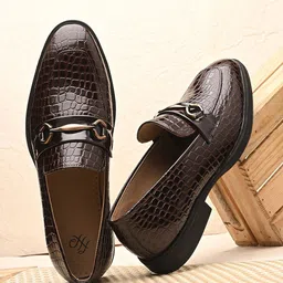 House of Pataudi Men Textured Soft Sole Casual & Semi-Formal Loafers-picture-30