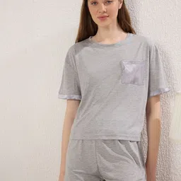 Trendyol Women Round Neck Night suit-image-98