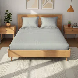 Himeya Grey 200 TC King Bedsheet with 2 Pillow Covers-picture-10