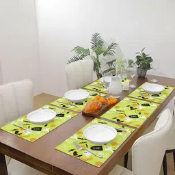 PRAKARTIK 6Pcs Green & Black Digital Printed Table Placemats-picture-39