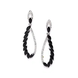 YouBella Silver-Plated Teardrop Shaped Stone Studded Drop Earrings image 2