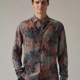 Banana Club Men Coral Camo Print Feather Shirt-picture-13