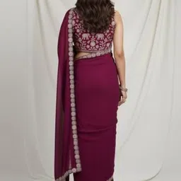 KALINI Ethnic Motifs Embroidered Pure Georgette Heavy Work Saree image 4