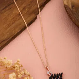 Wynona Rose Gold-Plated Crystal-Studded Swan-Shaped Pendant With Chain image 1