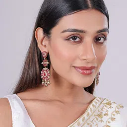 VATSALYA creation Gold-Plated Alloy Artificial Stones Earrings image 4