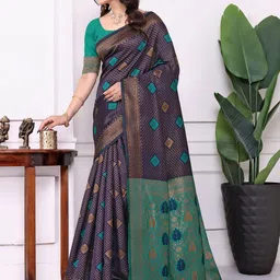 HERE&NOW Woven Design Zari Banarasi Saree image 5