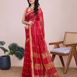 Panzora Checked Zari Saree image 3