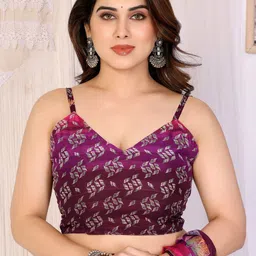 MAGNEITTA Floral Zari Pure Chiffon Designer Saree image 3