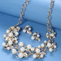 Shining Diva Fashion 18k Gold-Plated Stone-Studded & Pearl-Beaded Jewellery Set-picture-30