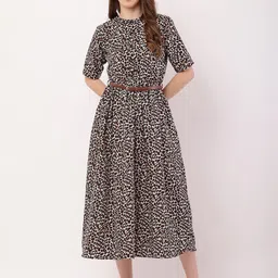 Moda Rapido Women Animal Print Fit & Flare Midi Dress-image-72