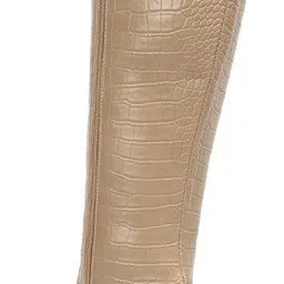 london rag Beige High Heeled Croc Calf Boots Boots For Women image 3