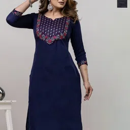 auzaai collection AUZAAI COLLECTIONSelection Of 2 Ethnic Motifs Thread Work Round Neck Straight Kurtas-picture-31