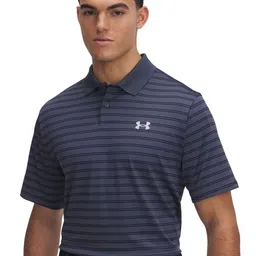 UNDER ARMOUR Men Polo Collar Striped Print Relaxed-Fit T-Shirt-picture-53