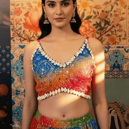 Rajni Collection Embroidered Mirror Work Ready to Wear Lehenga & Choli image 4