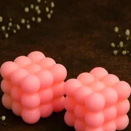 Mandy & Co Pink 2 Pieces Round Lead-Free Wick Pillar Candles image 2