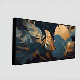 DEKORSTATION Beige & Grey Leaves Floral And Botanical Canvas Wall Art image 2