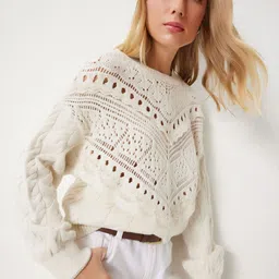 Happiness istanbul Women Cable Knit Pullover image 3