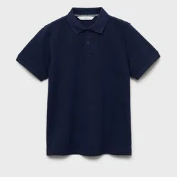 Mango Kids Boys Polo Collar Indigo Pure Cotton T-shirt-picture-12