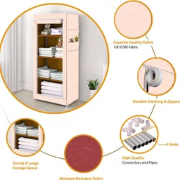 flipkart perfect homes studio Single Door 4 Shelf Awesome Momes Print Carbon Steel Collapsible Wardrobe image 3