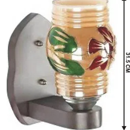 1ST TIME Multicoloured & Multicoloured Printed Wood Cylinder Shaped Wall Lamp image 4