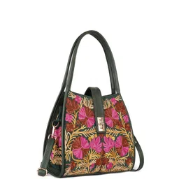 EVEDA Floral Embroidered Structured Handbag With Detachable Sling Strap-picture-20