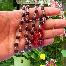 Apnisanskriti Unisex Rudraksha & Sphatik Beads Mala image 4