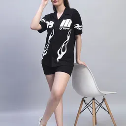 GRIFFEL Women Printed Drop-Shoulder Sleeves Ultralite T-shirt image 3