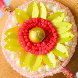 Sangria Traditional Beaded Floral Rakhi image 1