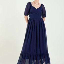 aayu Women Puff Sleeve Georgette Fit & Flare Maxi Dress-picture-21