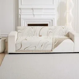 HOMETHREADS Beige & Beige Printed Sofa Cover-picture-23