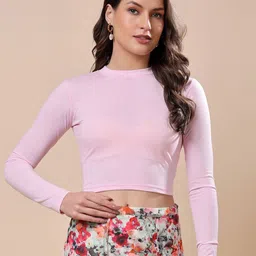 MINOS Women Round Neck Cotton Fitted Crop Top-picture-14