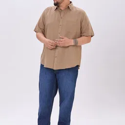 Sizeupp Men Plus Size Comfort Fit Solid Spread Collar Casual Shirt-picture-38