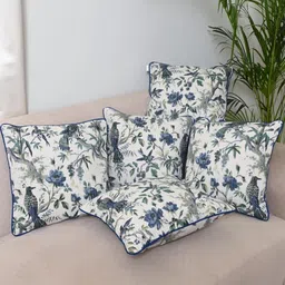 Jaipur Weaves Blue & White 5 Pieces Square Cotton Cushion Covers-picture-32