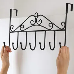 hojo Door Hanger with 7 Hooks for Clothes Belt Metal Hanging Rack Organizer Door Hanger-picture-11