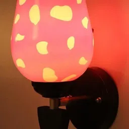 1ST TIME Set Of 2Pink & White Glass Traditional Cylinder Shaped Wall Lamp image 5