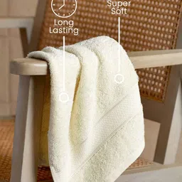 Boutique Living India Cream-Coloured 2 Pieces Self Design Pure Cotton Hand Towels image 4