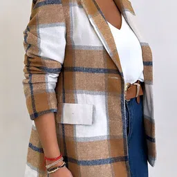 StyleCast x Revolte Checked Shawl Collar Overcoat image 5