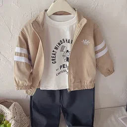 INCLUD Boys Printed High Neck T-shirt & Shirt With Trousers image 2