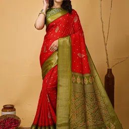 KALINI Ethnic Motifs Zari Art Silk Banarasi Saree-picture-36