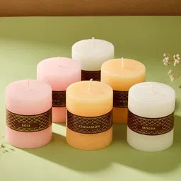 Fabindia Peach-Coloured 6 Pieces Fragrance Pillar Candles-image-45