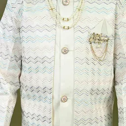 BT DEZINES Boys Embroidered Sequined Sherwani Set image 3