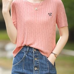 KPOP Women Round Neck Short Sleeves Pullover Sweater-picture-38