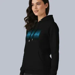 VILLAIN Unisex Heartbeat Graphic Printed Hooded Pullover Sweatshirt image 2