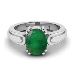 RRVGEM 7.50 Ratti Silver Plated Emerald Adjustable Finger Ring image 2
