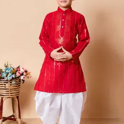 AHLAN APPARELS Boys Striped Embroidered Sequinned Kurta with Patiala-picture-46