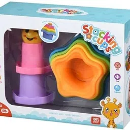 budetto Stacking Cup Tower Toy for Kids – Colorful Nesting & Stacking Learning Toy Rattle image 5