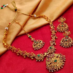 essta Gold-Plated Artificial Stones Studded Jewellery Set-picture-42